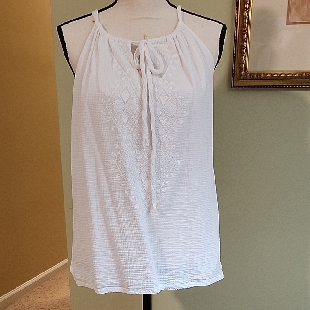 Tommy Bahama White Sleeveless Blouse
